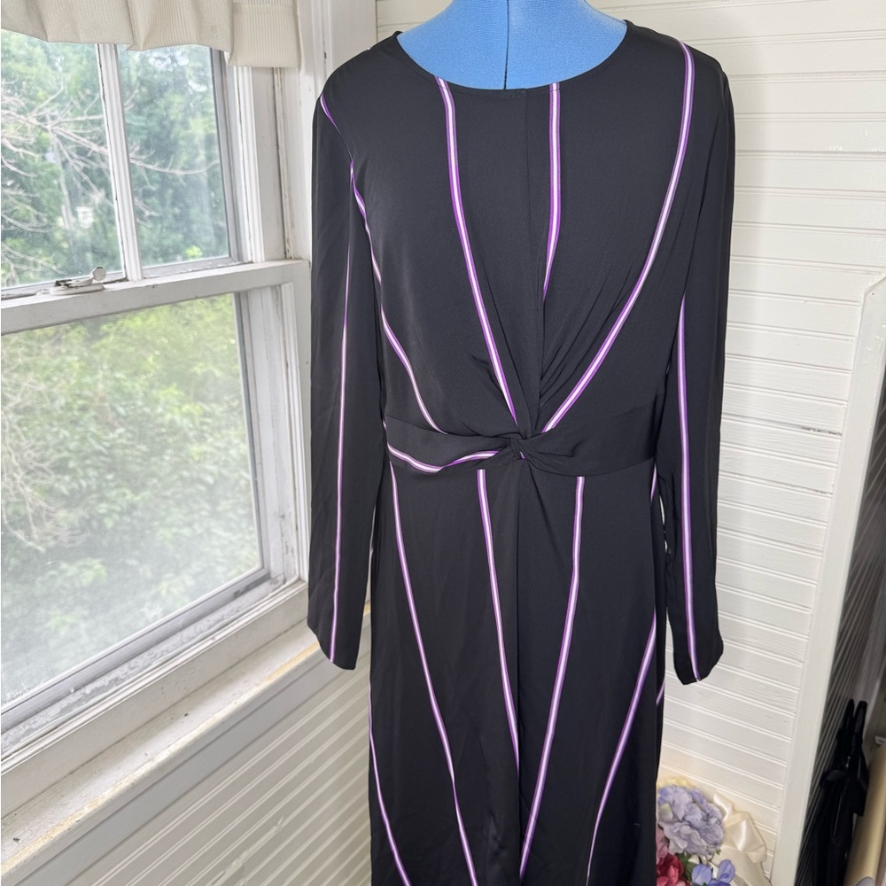 Nine West Black Dress with Purple Stripes